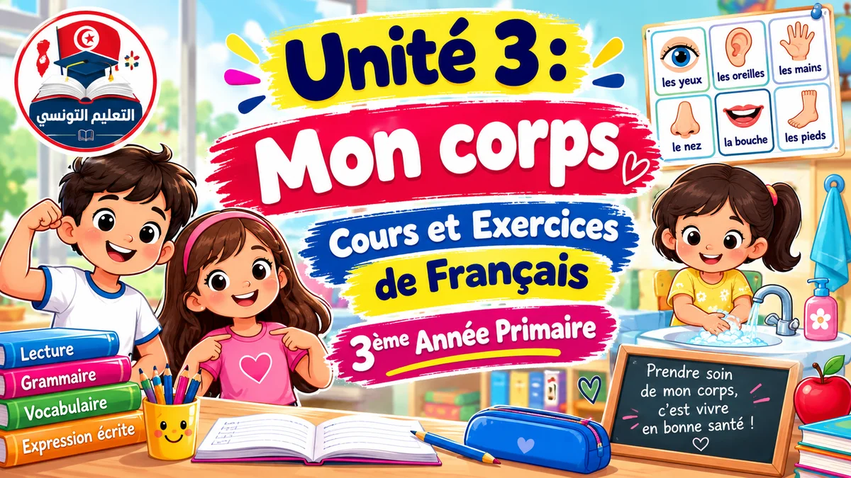 Unité 3 : Mon corps – Cours et Exercices de Français 3ème Année Primaire