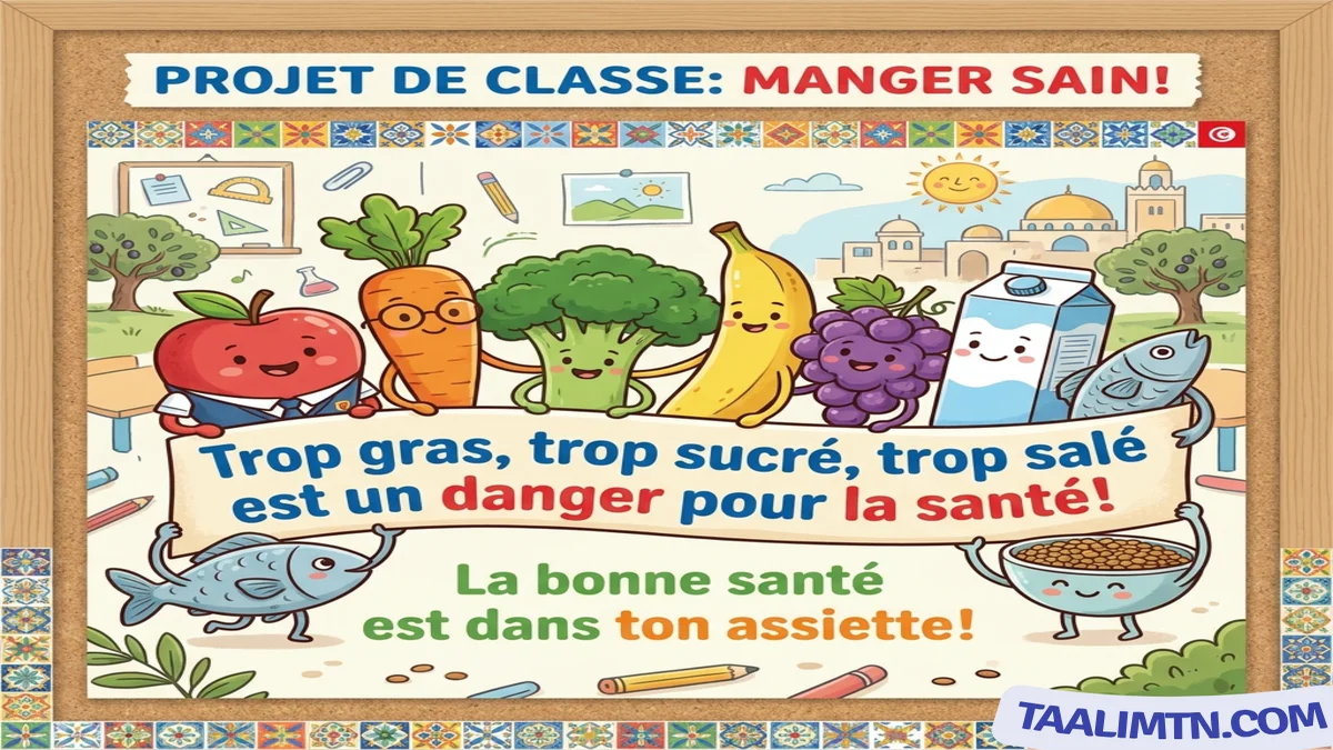 Modèle de l'affiche santé en français pour le projet de classe