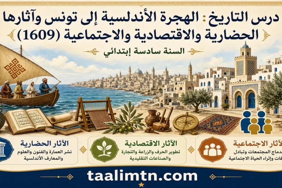 درس التاريخ : الهجرة الأندلسية إلى تونس وآثارها الحضارية والاقتصادية والاجتماعية (1609) السنة سادسة إبتدائي 20 image