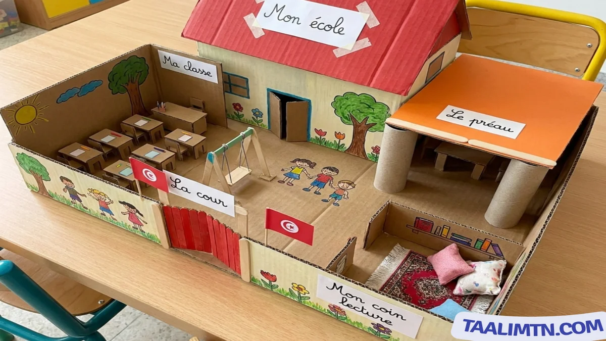 Unité 2 : Mon école Cours et Exercices de Français 3ème Année Primaire 5 Modèle de la maquette d'école rédigé en français pour le projet de classe