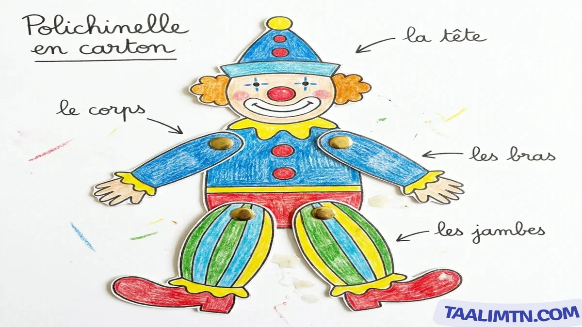 Modèle du Polichinelle en carton réalisé en français pour le projet de classe