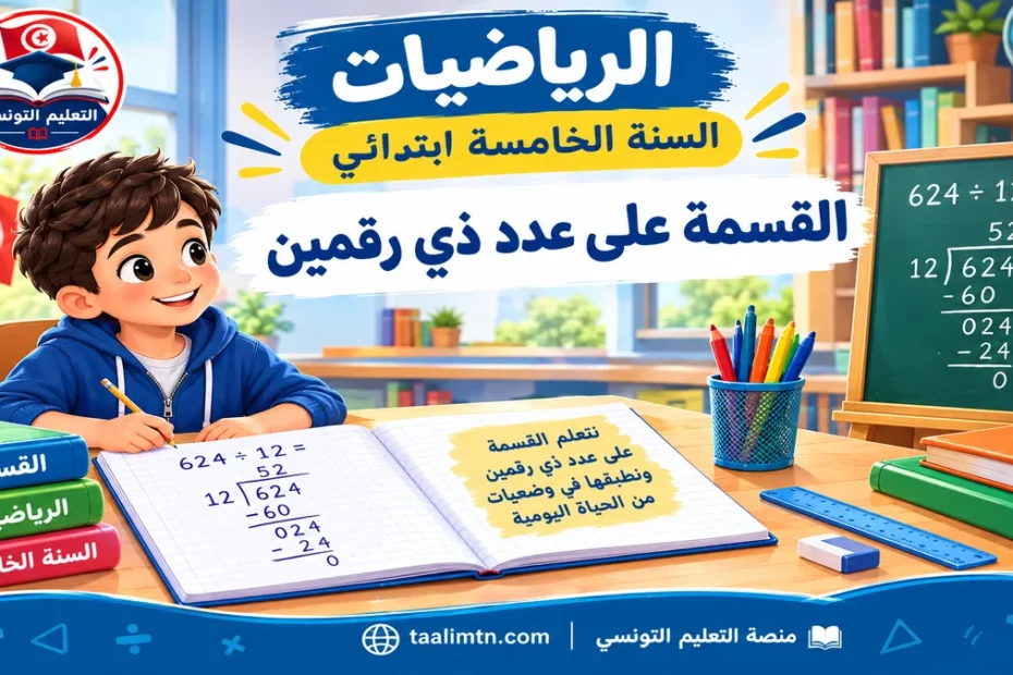 Affiche educative sur la division en arabe