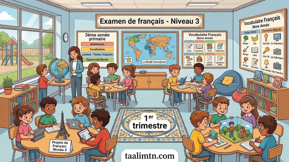 Examen de français 3ème année primaire – 1er trimestre (avec corrigé PDF)