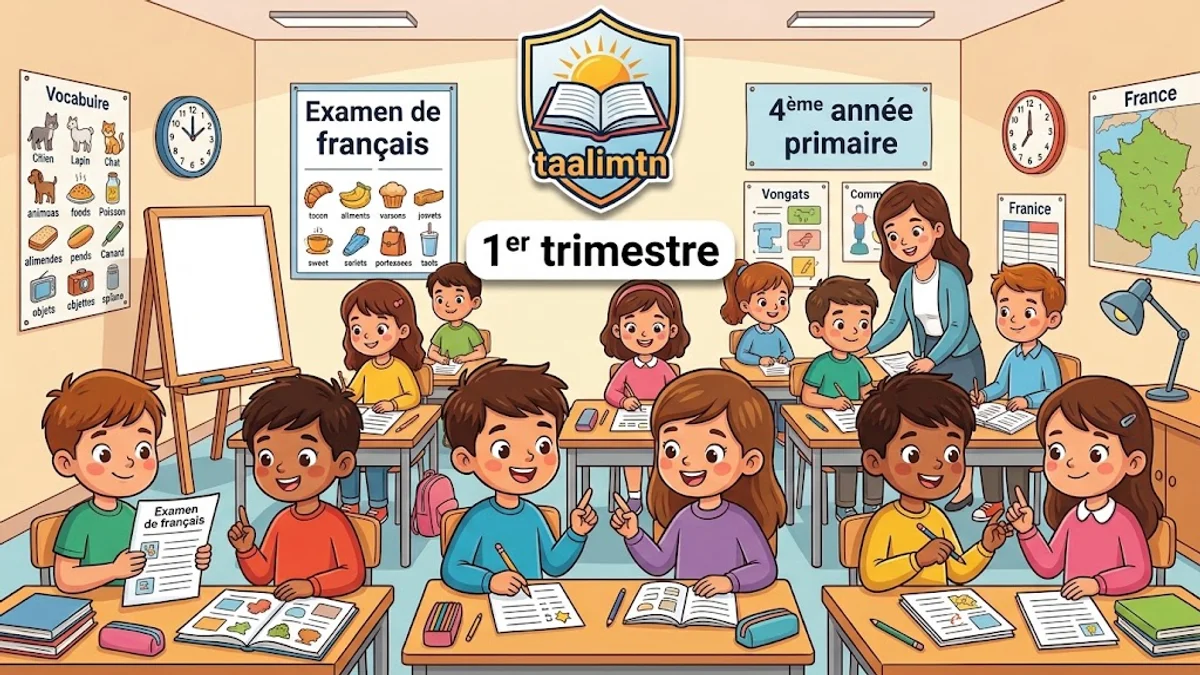 Examen de français 4ème année primaire – 1er trimestre (8 modèles avec corrigé PDF)