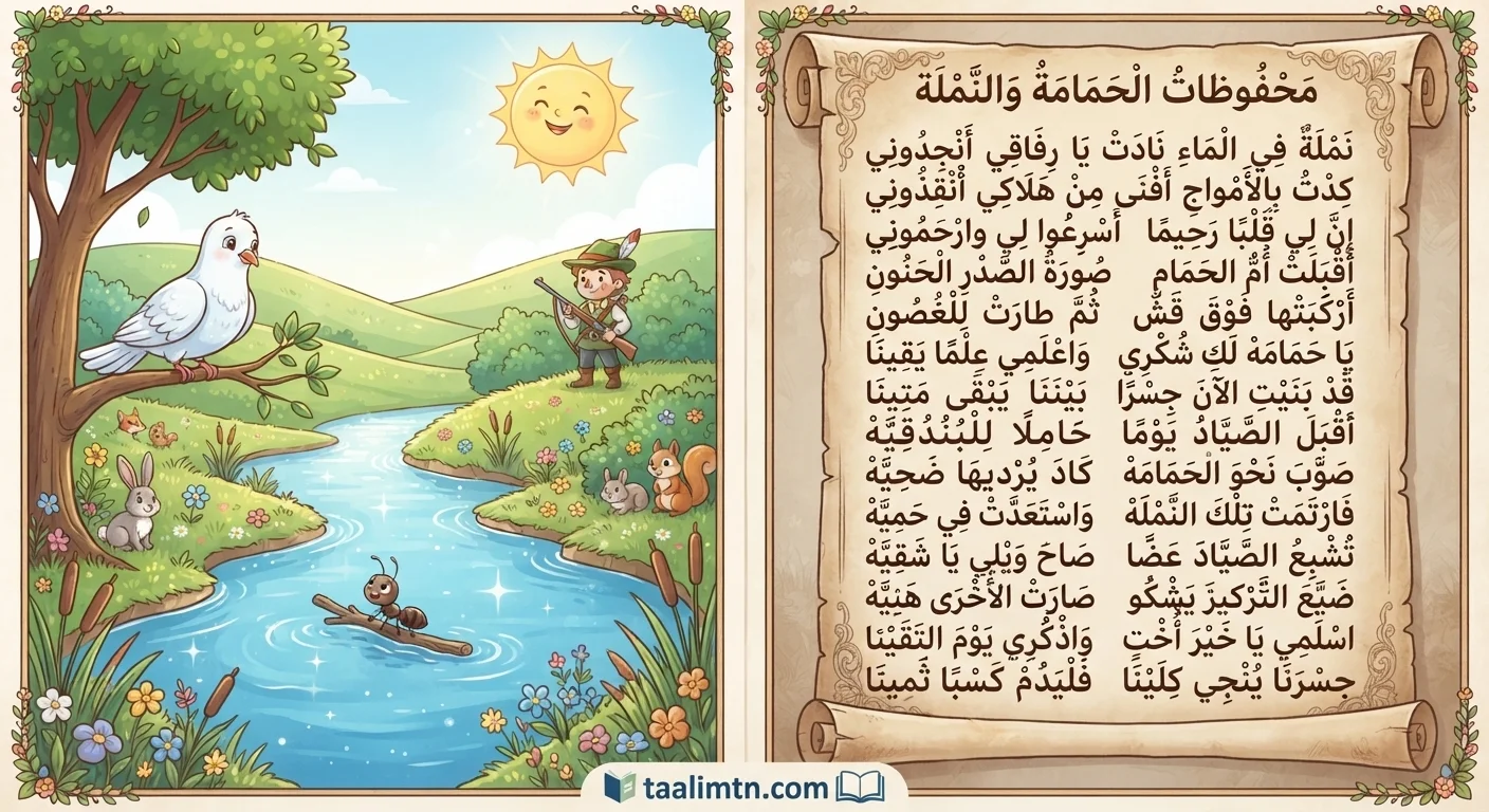 محفوظات الحمامة والنملة للسنة الثالثة ابتدائي