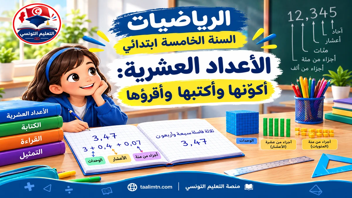 الأعداد العشرية : أكوّنها وأكتبها وأقرؤها | السنة الخامسة ابتدائي