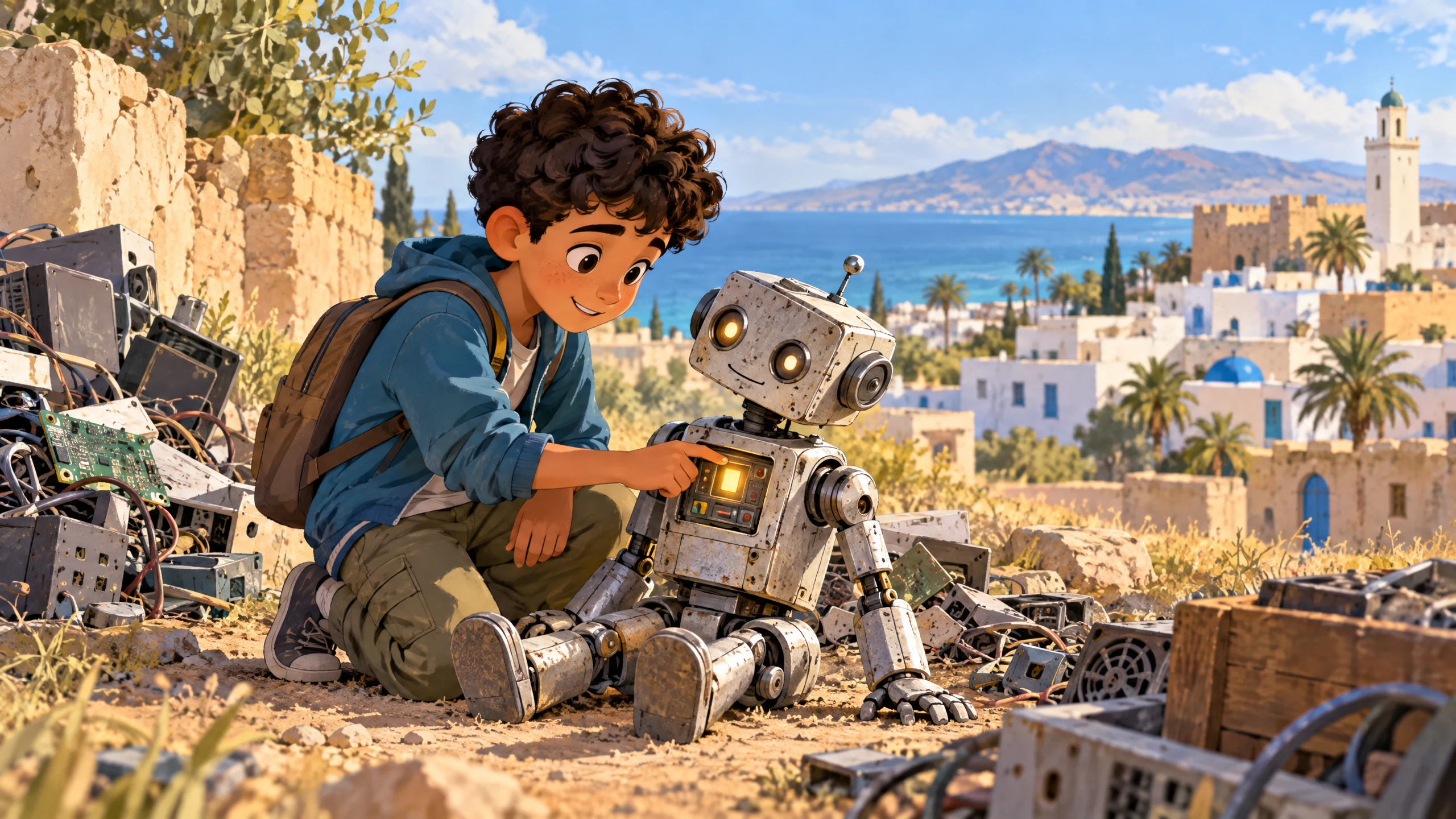 Module 2 — Communiquer avec les autres français 6ème année primaire 2 Un élève découvre un robot ancien près d’un dépôt de pièces électroniques.