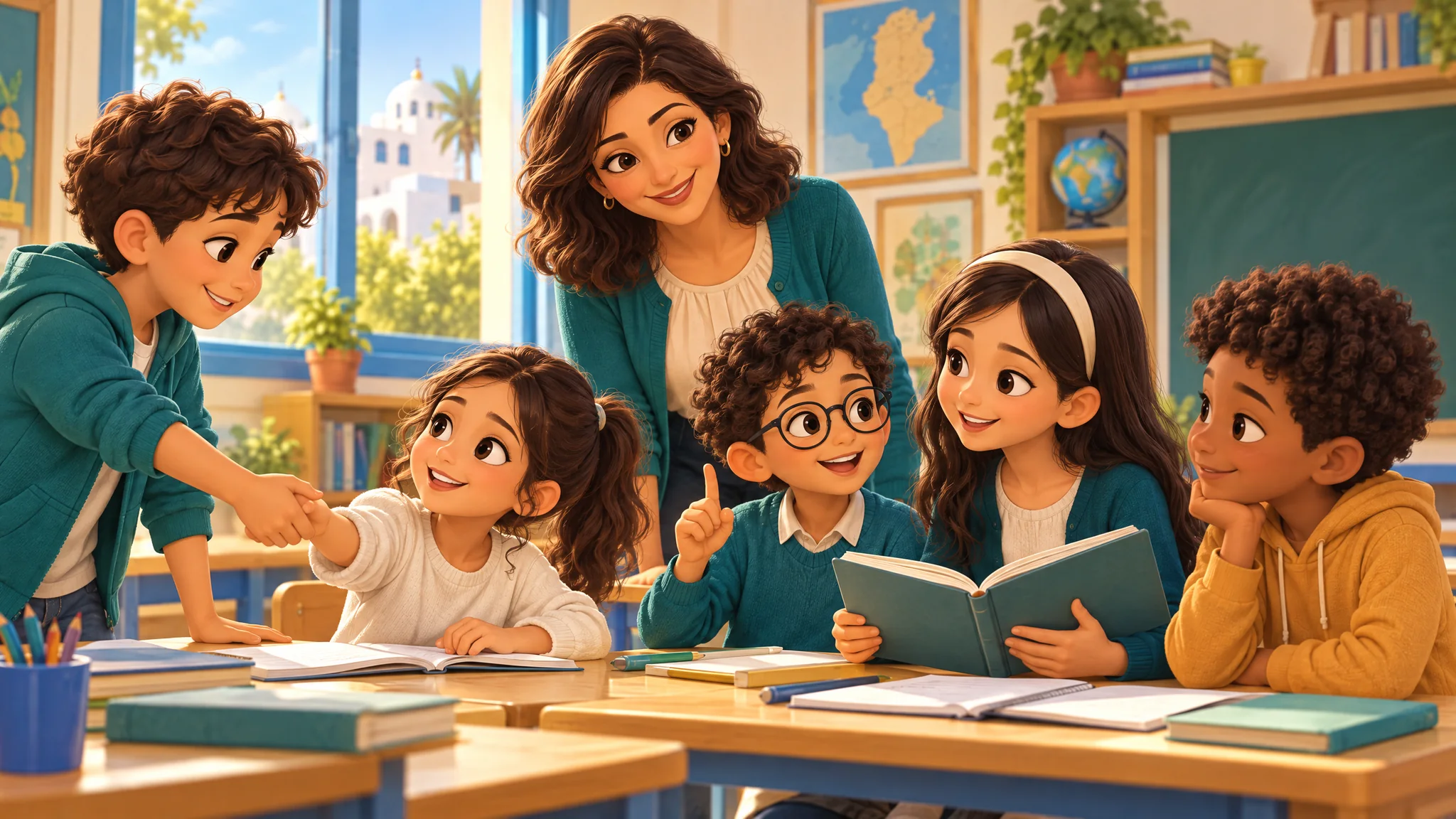 Module 3 — Accepter les autres français 6ème année primaire 4 Des élèves aux profils variés partagent un livre et s’entraident dans une classe inclusive.