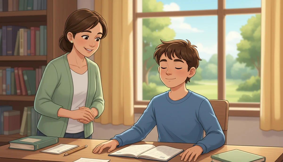 Module 6 — Être en forme et mieux se porter français 6ème année primaire 5 Un élève fait une pause et respire calmement avant de reprendre son travail.
