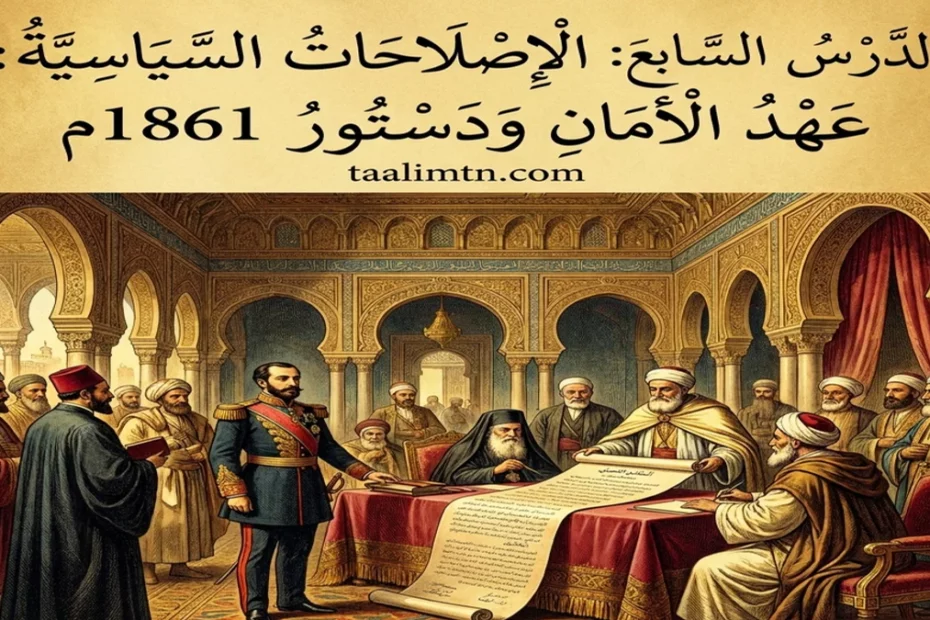 درس التاريخ : الإصلاحات السياسية: عهد الأمان ودستور 1861م السنة السادسة إبتدائي 1 درس الإصلاحات السياسية عهد الأمان ودستور 1861 سنة سادسة - تاريخ (PDF)