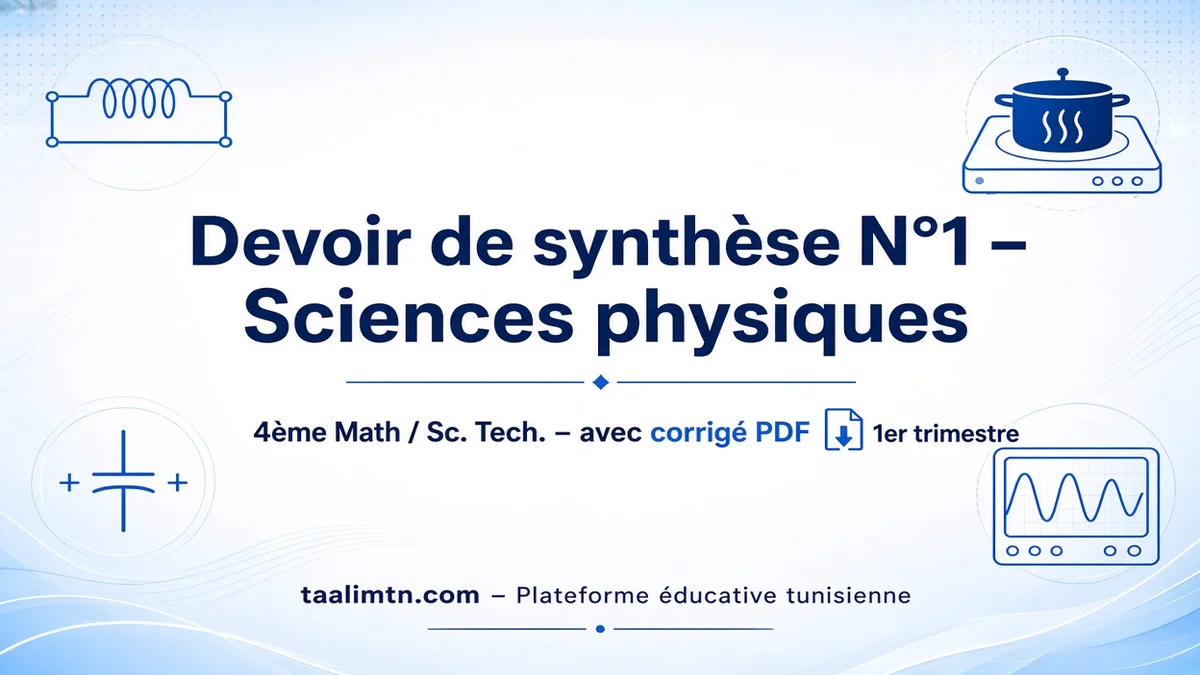 Devoir de synthèse N°1 – Sciences physiques 4ème Math / Sc. Tech. (avec corrigé PDF)