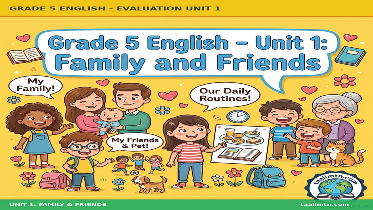 Evaluation Unit 1: Family and Friends Grade 5 English –(Complete Test Booklet & Answer Key)