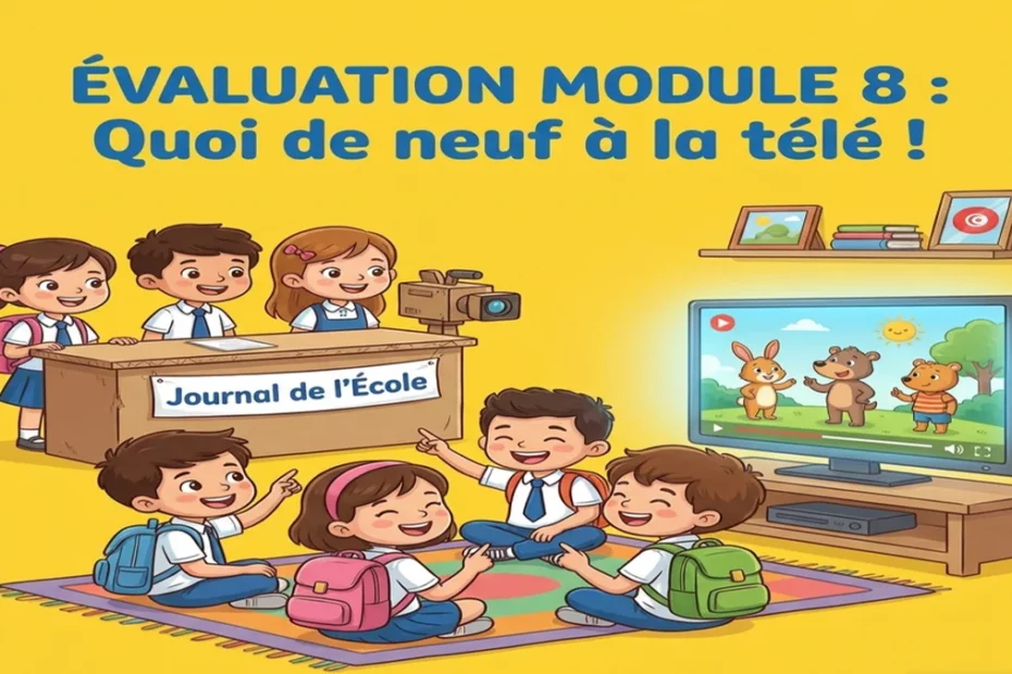 Évaluation du module 8 : Quoi de neuf à la télé ! – 4ème Année Primaire 1 eval m8 featured main yellow