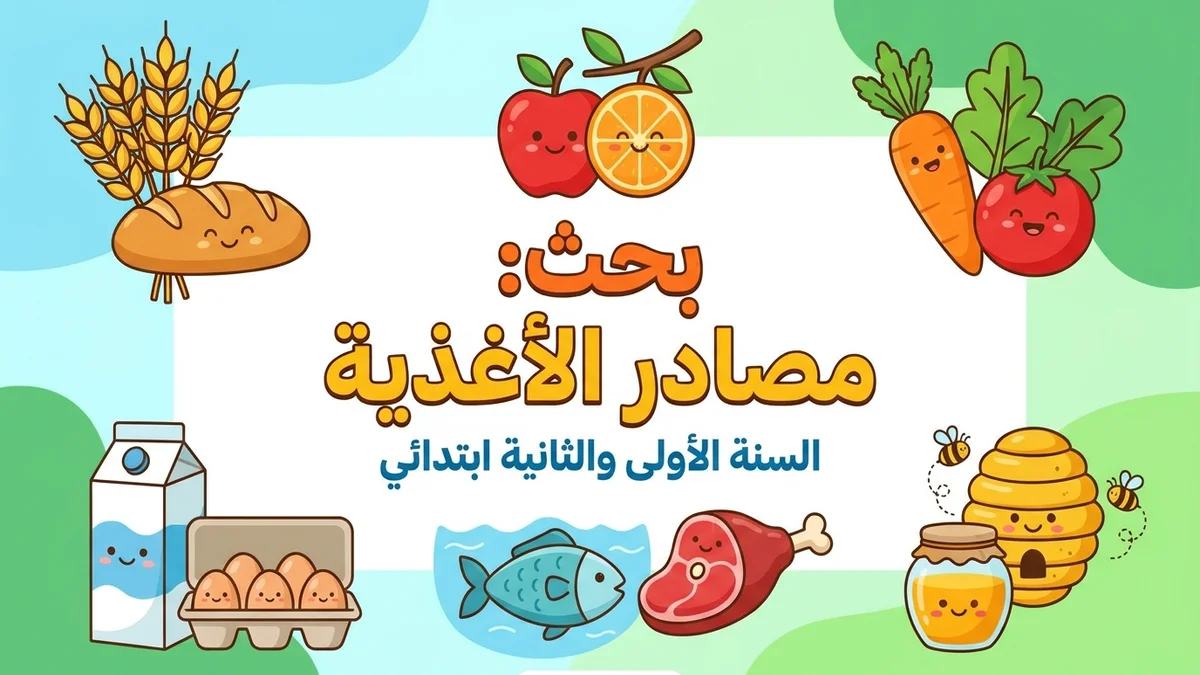 بحث حول مصادر الأغذية لدى الإنسان الإيقاظ العلمي — السنة الأولى والثانية ابتدائي