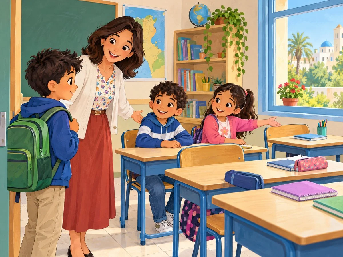 تلاميذ يراجعون الفرنسية في الصف