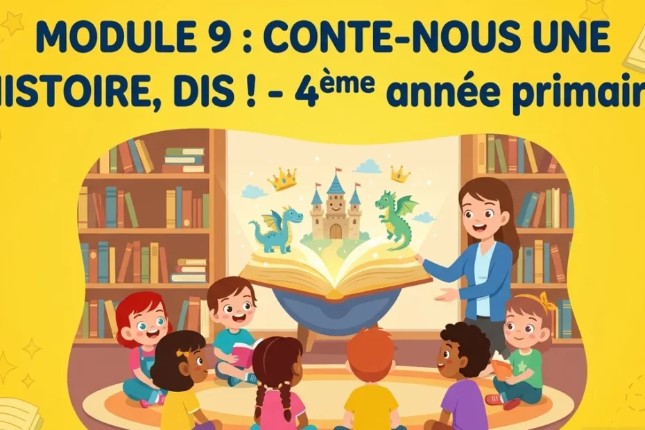 Module 9 : Conte-nous une histoire, dis ! Cours et Exercice de Français – 4ème Année Primaire 1 m9 featured main yellow