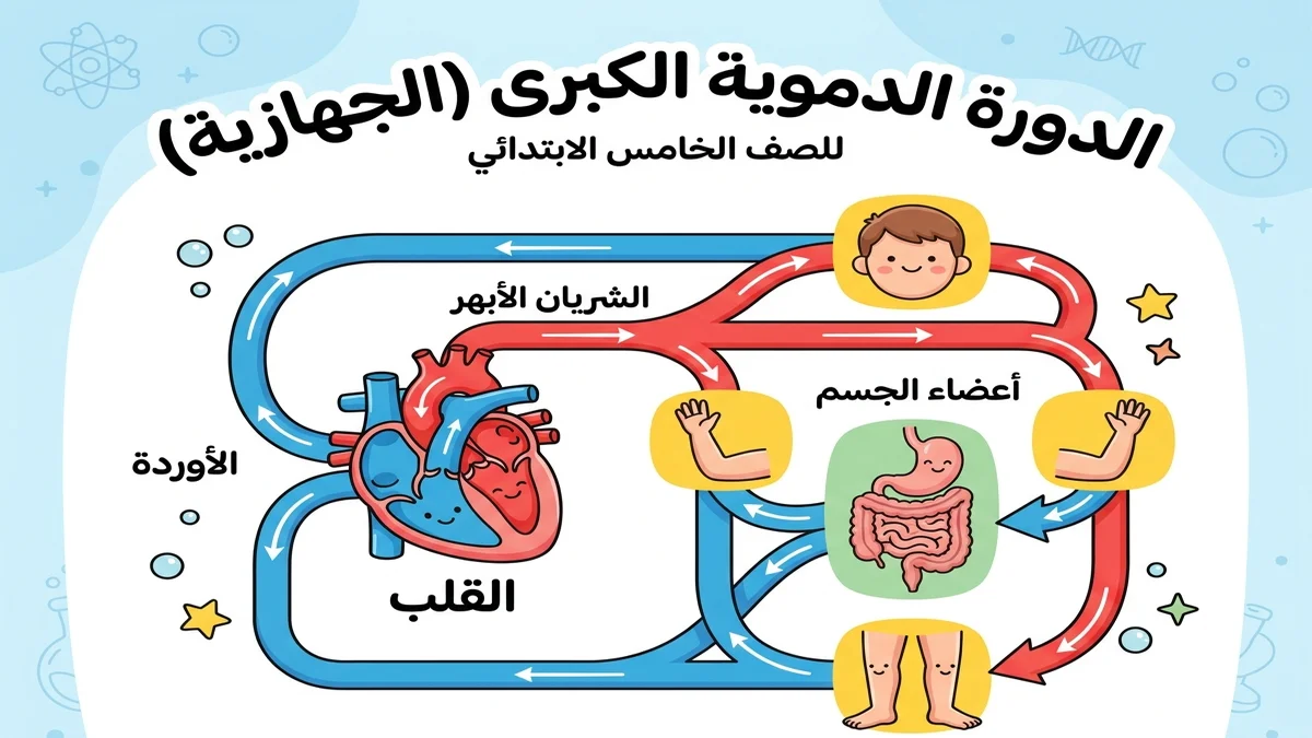 مخطط الدورة الدموية الكبرى الجهازية في جسم الإنسان