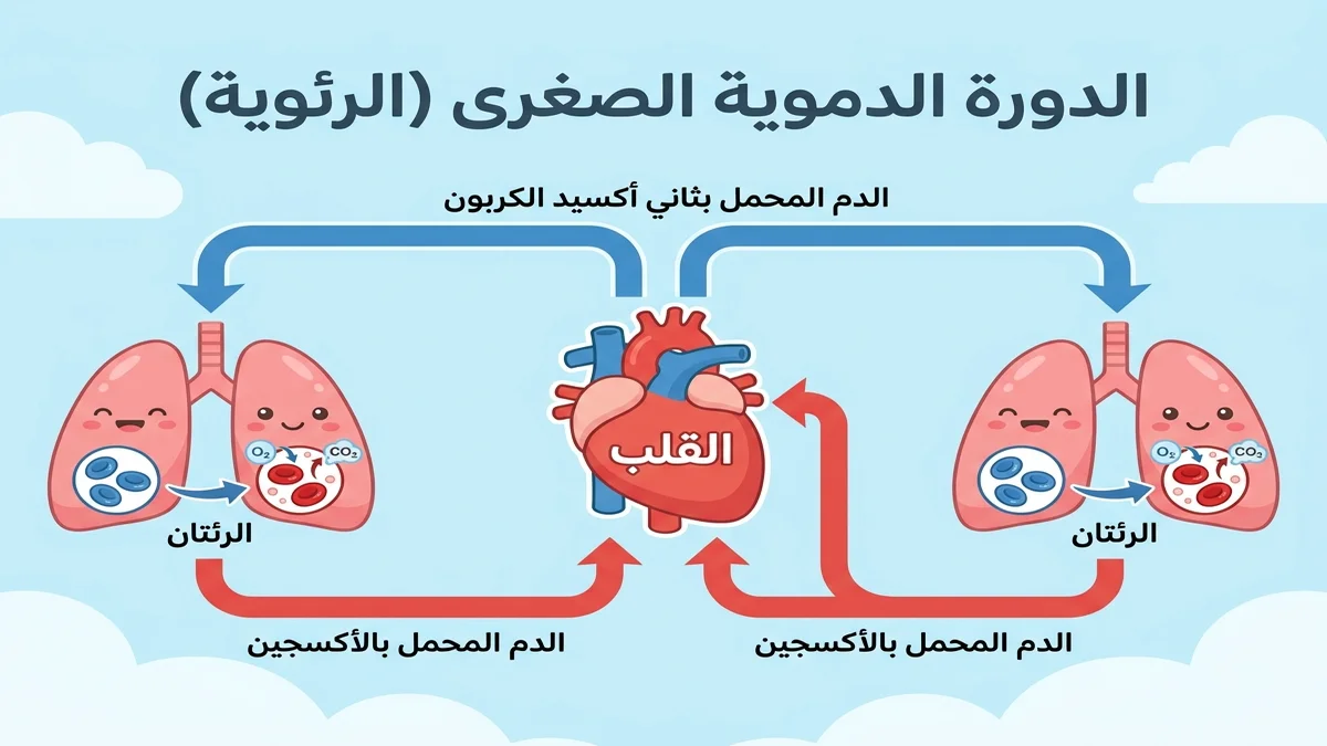 مخطط الدورة الدموية الصغرى الرئوية للسنة الخامسة ابتدائي