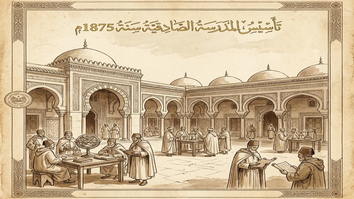 تأسيس المدرسة الصادقية بمدينة تونس سنة 1875م